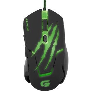 Mouse Gamer Usb 3200DPI Raptor OM-801 Preto/Verde